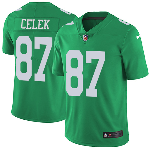 Nike Eagles #87 Brent Celek Green Men's Stitched NFL Limited Rush Jersey - Click Image to Close